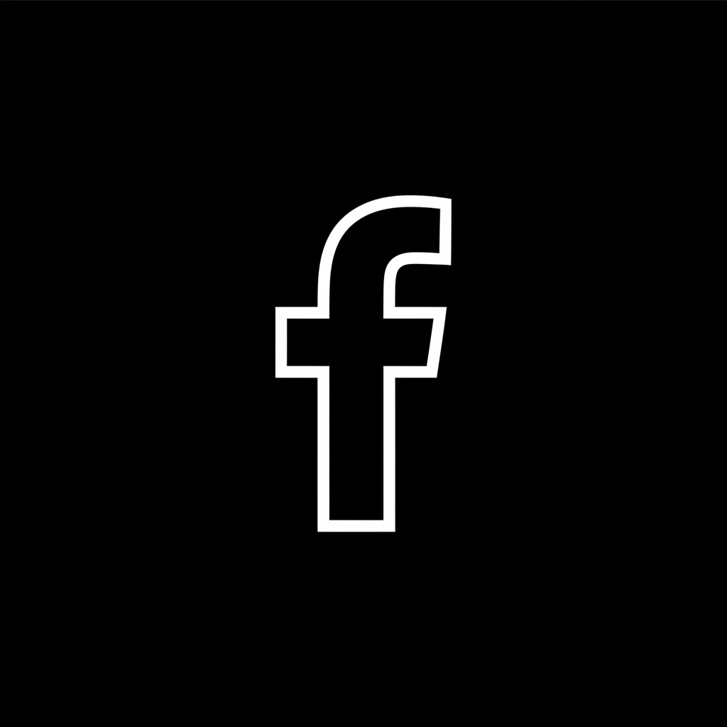 Facebook Icon White Outline Black Background